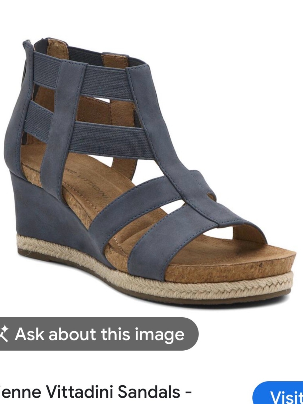 Adrienne Vittadini Truly style Navy wedge sandals in a size 8. NEW IN BOX.